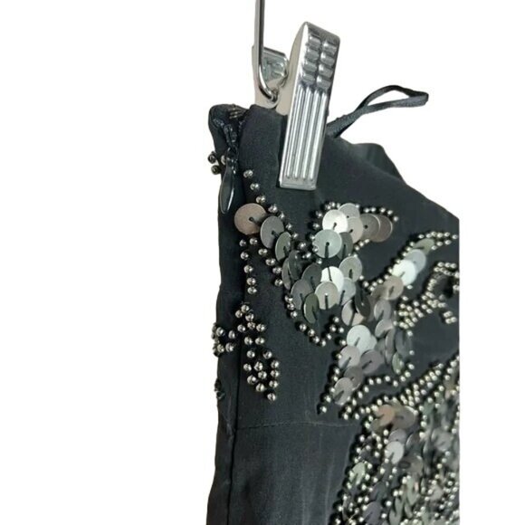 Sheri Bodell  Silk Sequin Strapless NYE Dress Black Size Small New With Tags - Picture 5 of 9